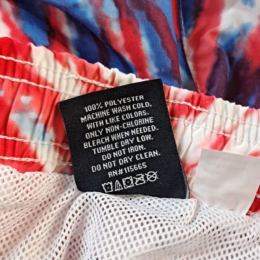 NASA Aldrin Family Foundation Men's M Tie Dye Swim Trunks Red/White/Blue - Picture 5 of 10